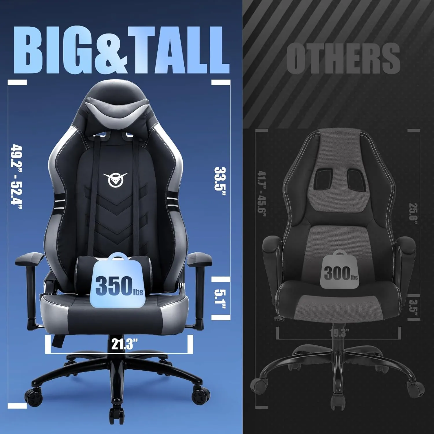 COLAMY Big and Tall Gaming Chair-Computer Gamer Chair, Ergonomic Executive Office Chair, High Back PC Chair with Wide Seat for Adult Black