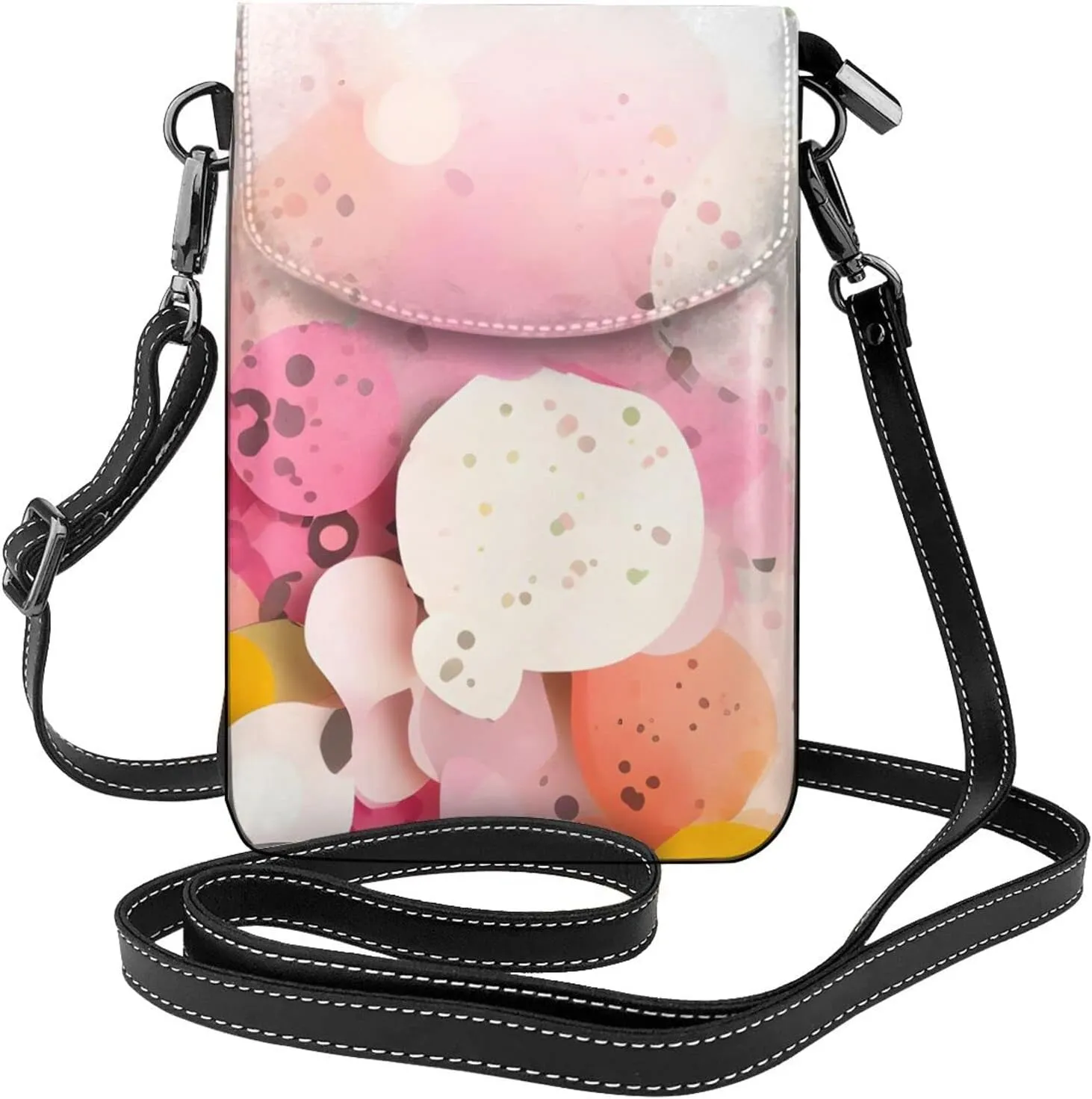Color Fragment Paper Women'S Crossbody Bag, Zipper Phone Wallet, Cute Purse, Shoulder Bag, Detachable Shoulder Strap