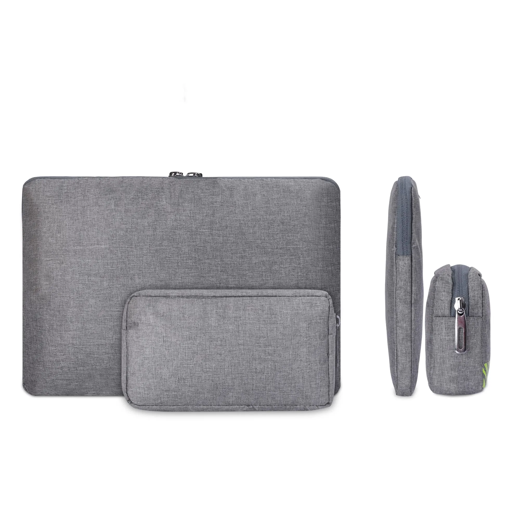 Combo: Slim Laptop Sleeve & Multipurpose Pencil Pouch | Ideal for Travel & Daily Use | 14 inch | Grey