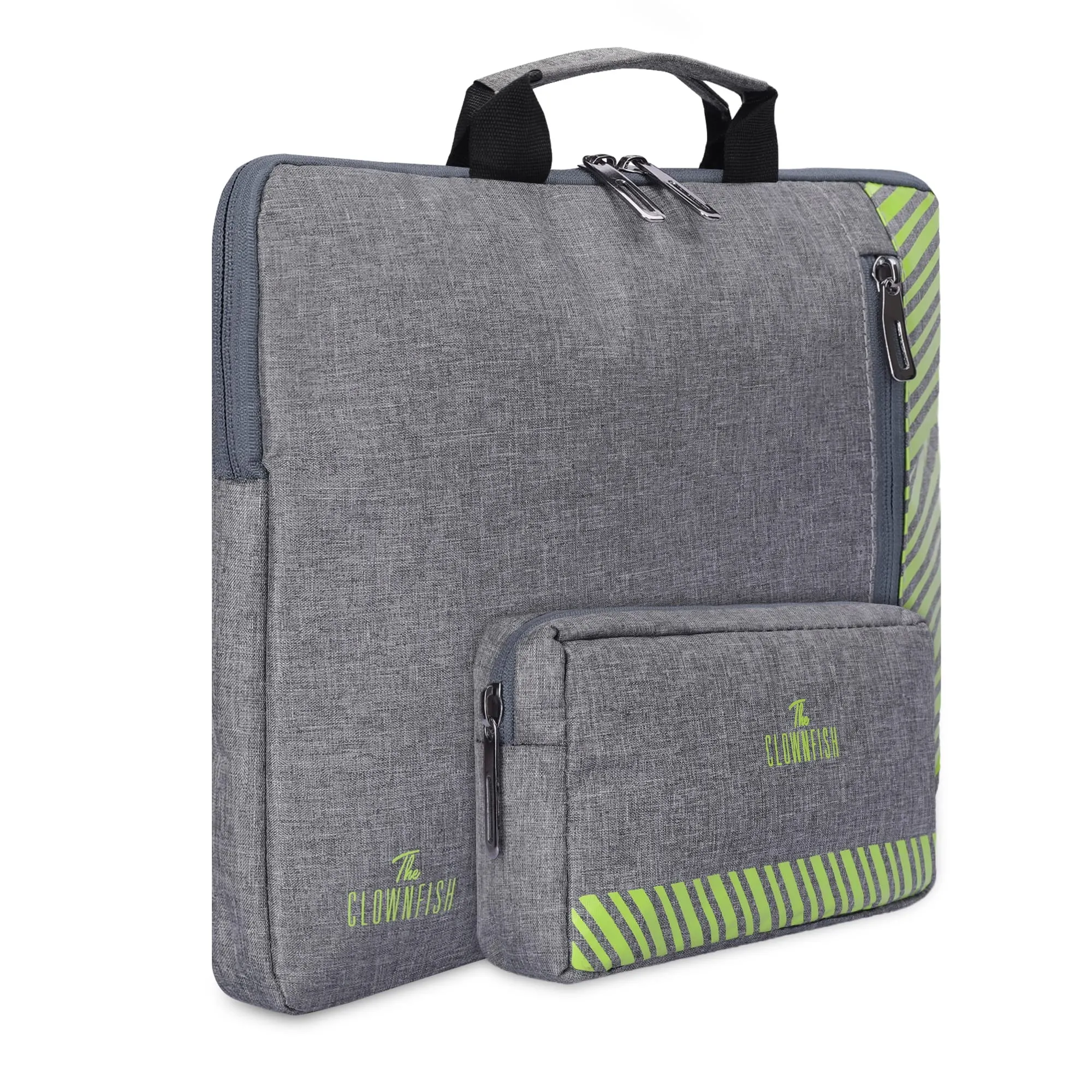 Combo: Slim Laptop Sleeve & Multipurpose Pencil Pouch | Ideal for Travel & Daily Use | 14 inch | Grey