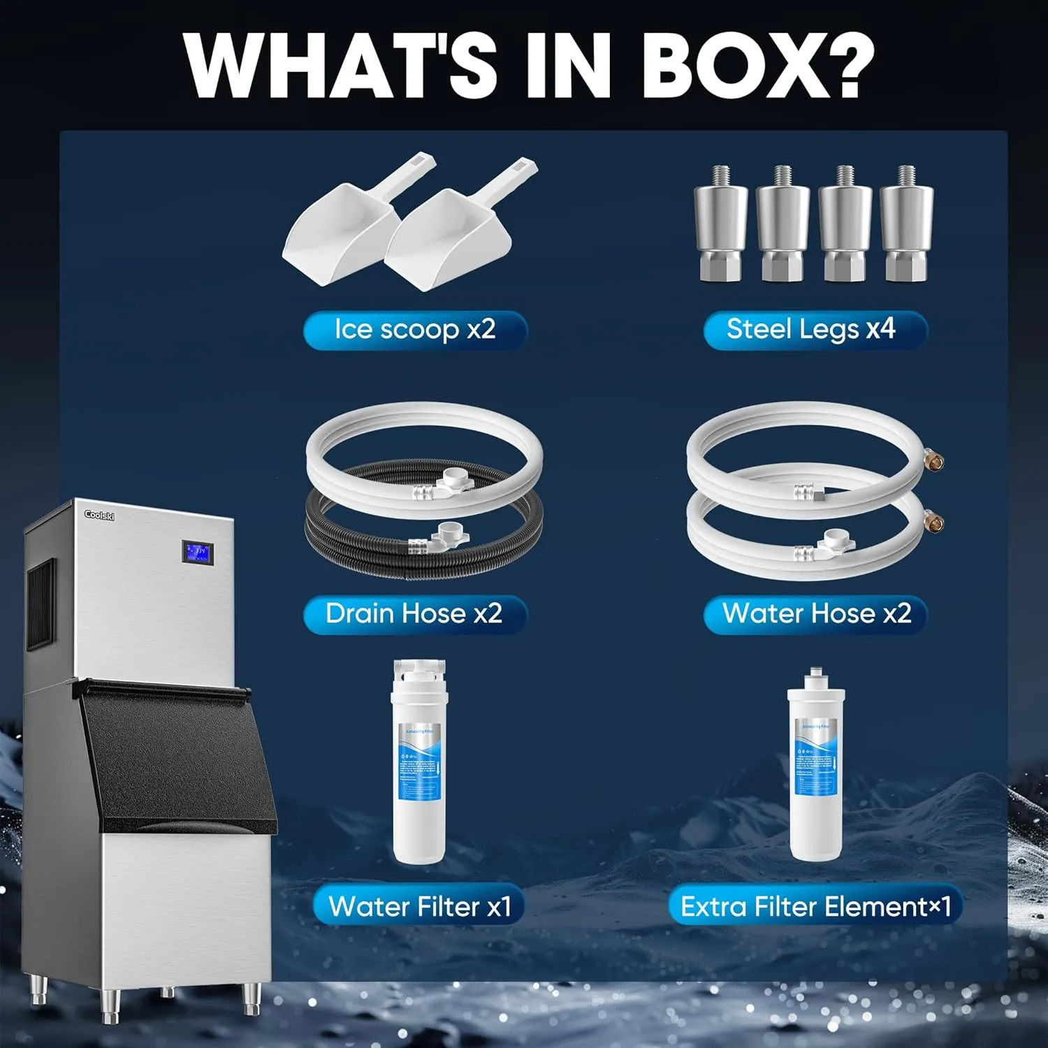 Commercial Ice Maker Machine 550LBS/Day, 22’’ Wide Industrial Ice Machine with Large Storage Bin, Ice Ready in 5-15 min, Ice Maker for Restaurant/Bars, Stainless Steel/ETL Approved
