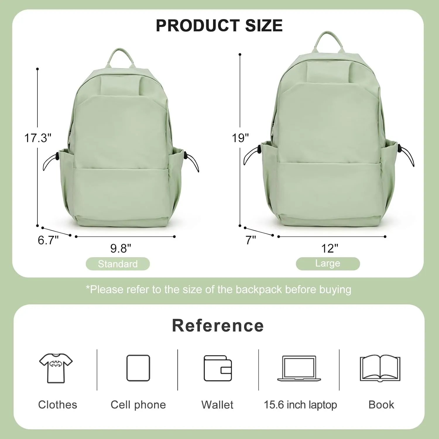 coofay Casual Backpack College Backpack Travel Backpack, Large, A-green