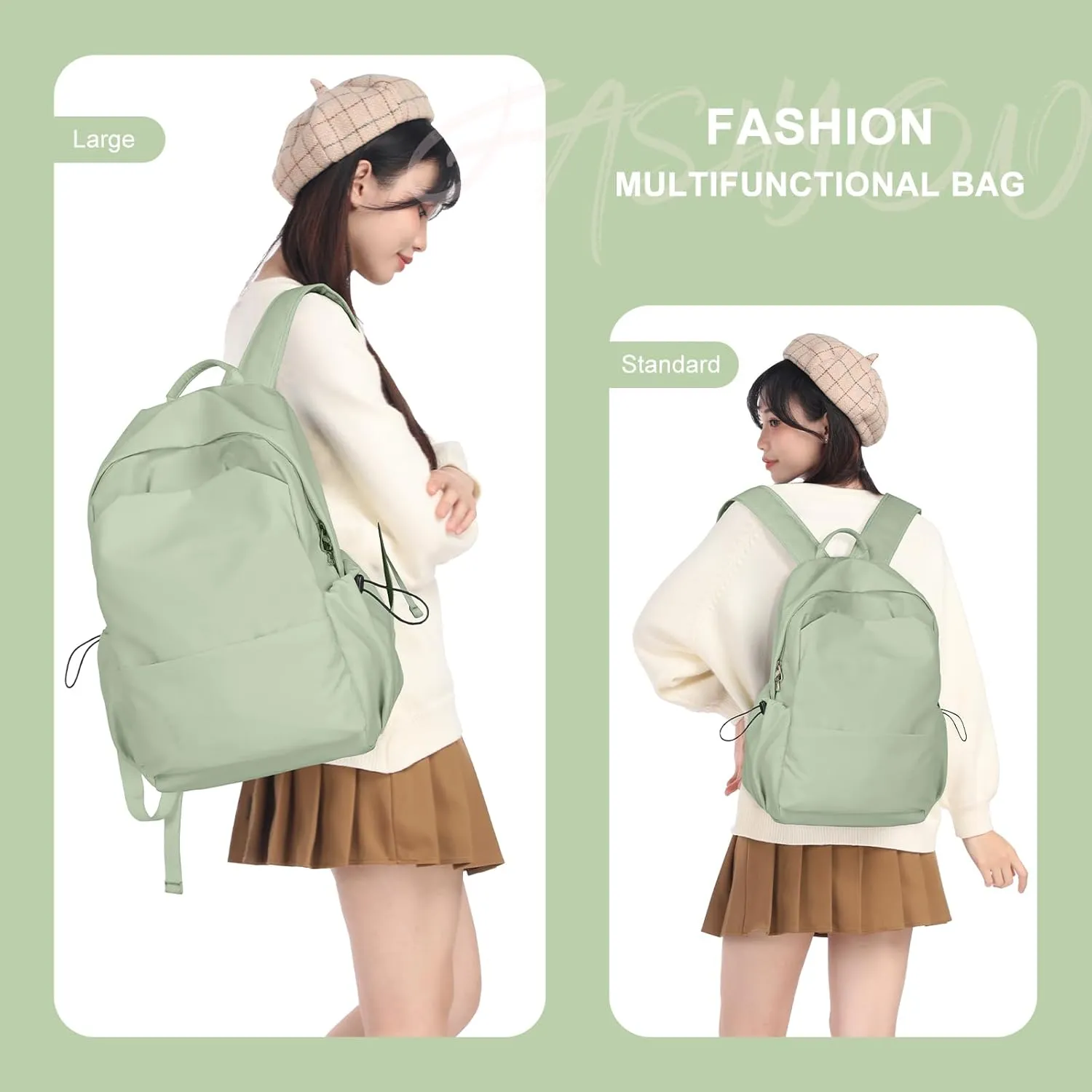 coofay Casual Backpack College Backpack Travel Backpack, Large, A-green