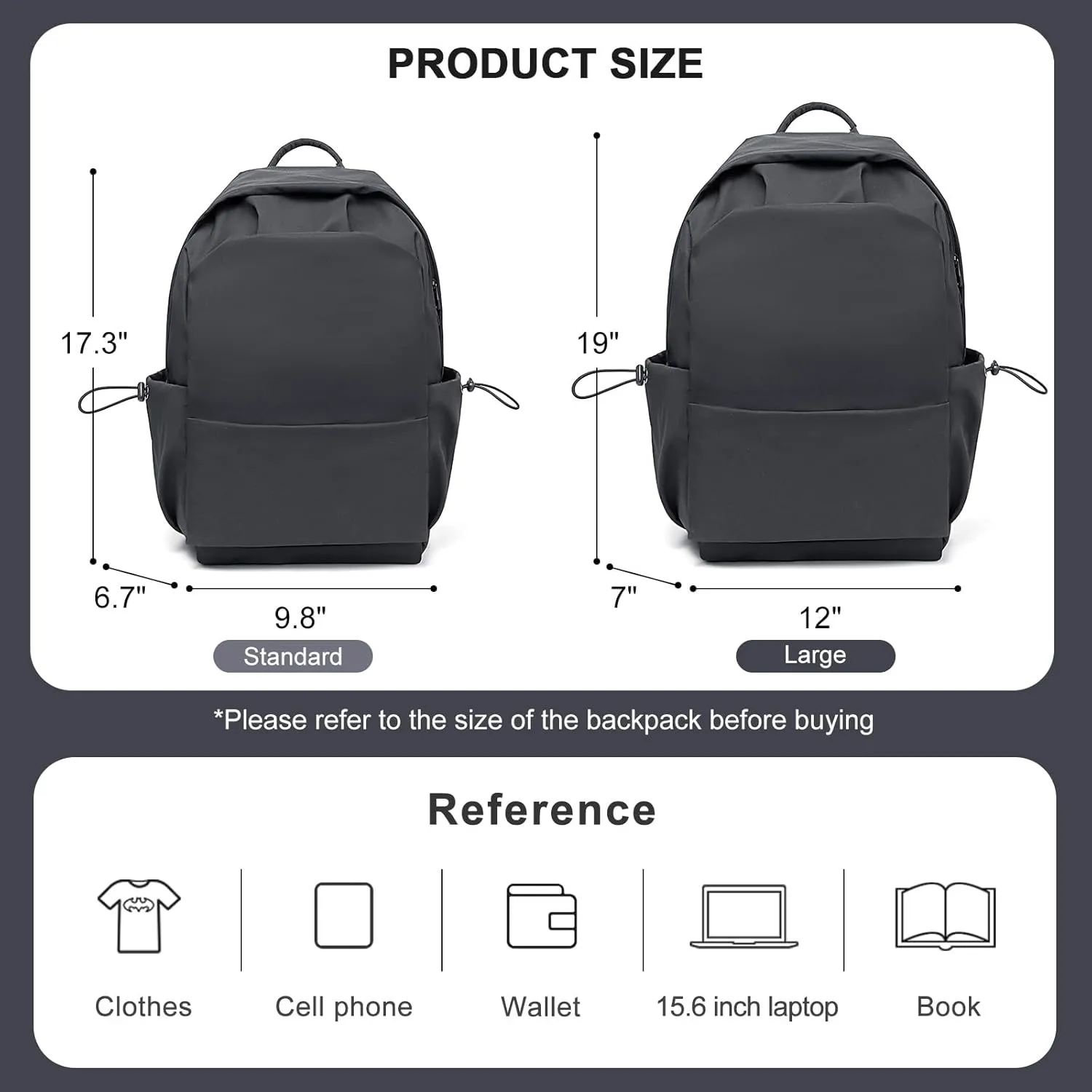 coofay Casual Backpack College Backpack Travel Backpack, Large, A-grey