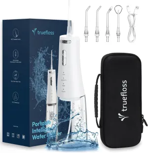 Cordless Water Dental Flosser, 4 Modes 5 Jet Tips Replacement, IPX7 Waterproof,300ML Removable Water Tank Powerful Battery &Type-C Charge Oral Irrigator for Business Travel
