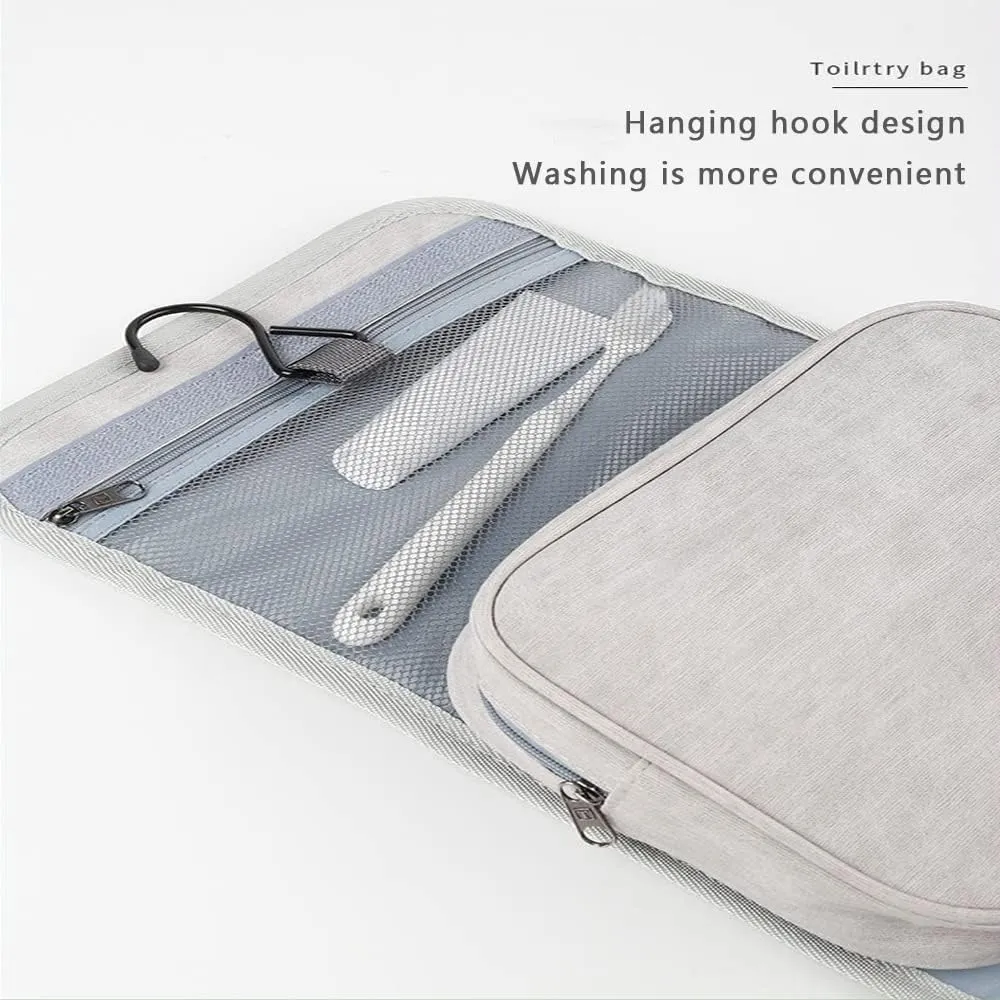 Cosmetic Bag Organizer for Travel,3 in 1 Removable Makeup Bag,Toiletry Women Girl Travel Case,Portable Bag,Makeup Brush Bag,Cosmetic Case, 21.65x8.66in/55x22cm Wash Bag (Beige)