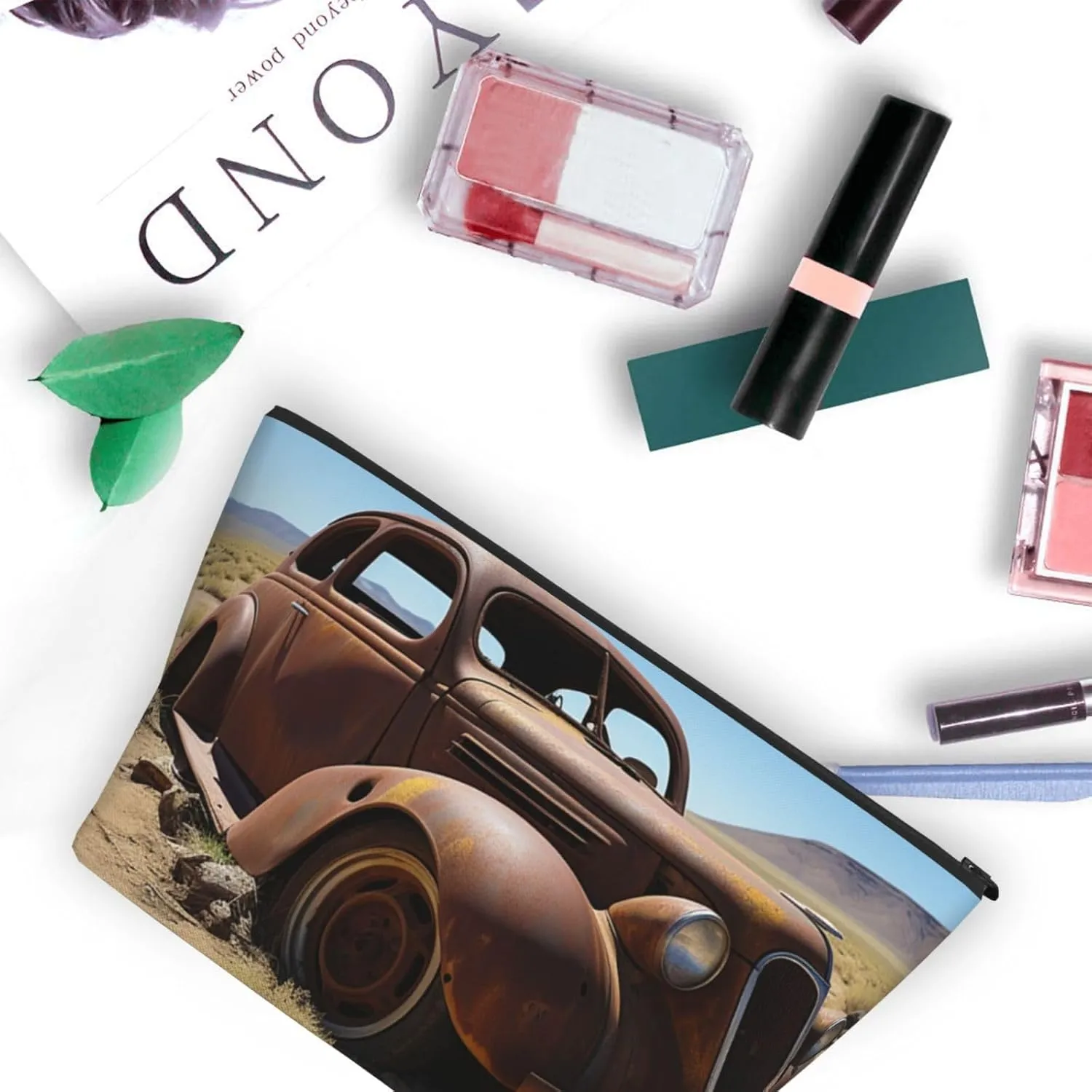 Cosmetic Bag Portable Makeup Bag Wheels Abandoned Toiletry Bag Large Capacity Zipper Pouch Waterproof Toiletry Pouch Makeup Organizer Case for Women Men
