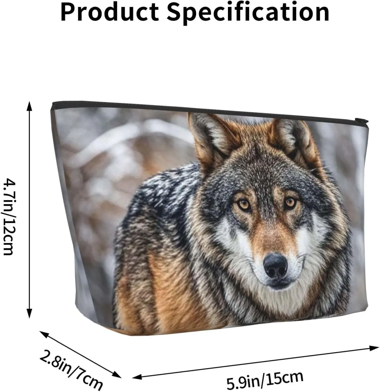 Cosmetic Bag Portable Makeup Bag Wolf Toiletry Bag Large Capacity Zipper Pouch Waterproof Toiletry Pouch Makeup Organizer Case for Women Men