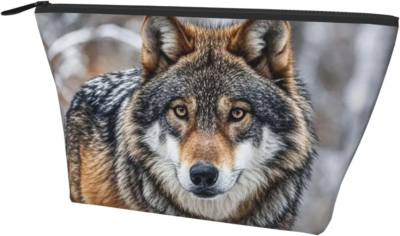 Cosmetic Bag Portable Makeup Bag Wolf Toiletry Bag Large Capacity Zipper Pouch Waterproof Toiletry Pouch Makeup Organizer Case for Women Men