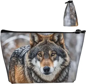 Cosmetic Bag Portable Makeup Bag Wolf Toiletry Bag Large Capacity Zipper Pouch Waterproof Toiletry Pouch Makeup Organizer Case for Women Men