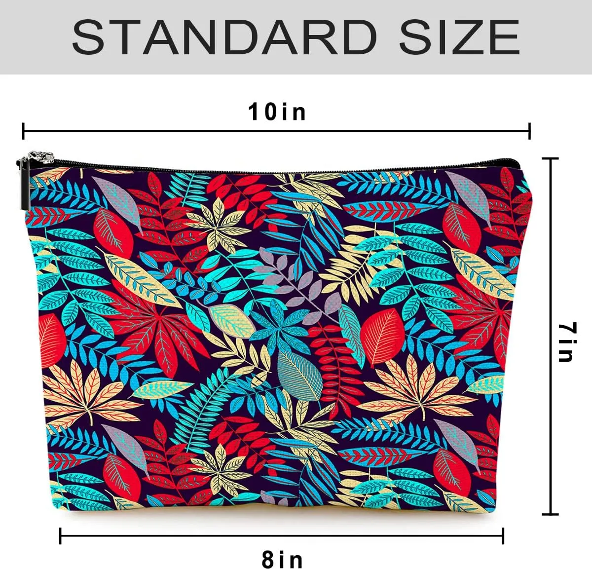 Cosmetic Bags for Women Cute Makeup Bag for Purse Canvas Travel Toiletry Bag Funny Zipper Pouch-Blue Leaf Makeup Bags