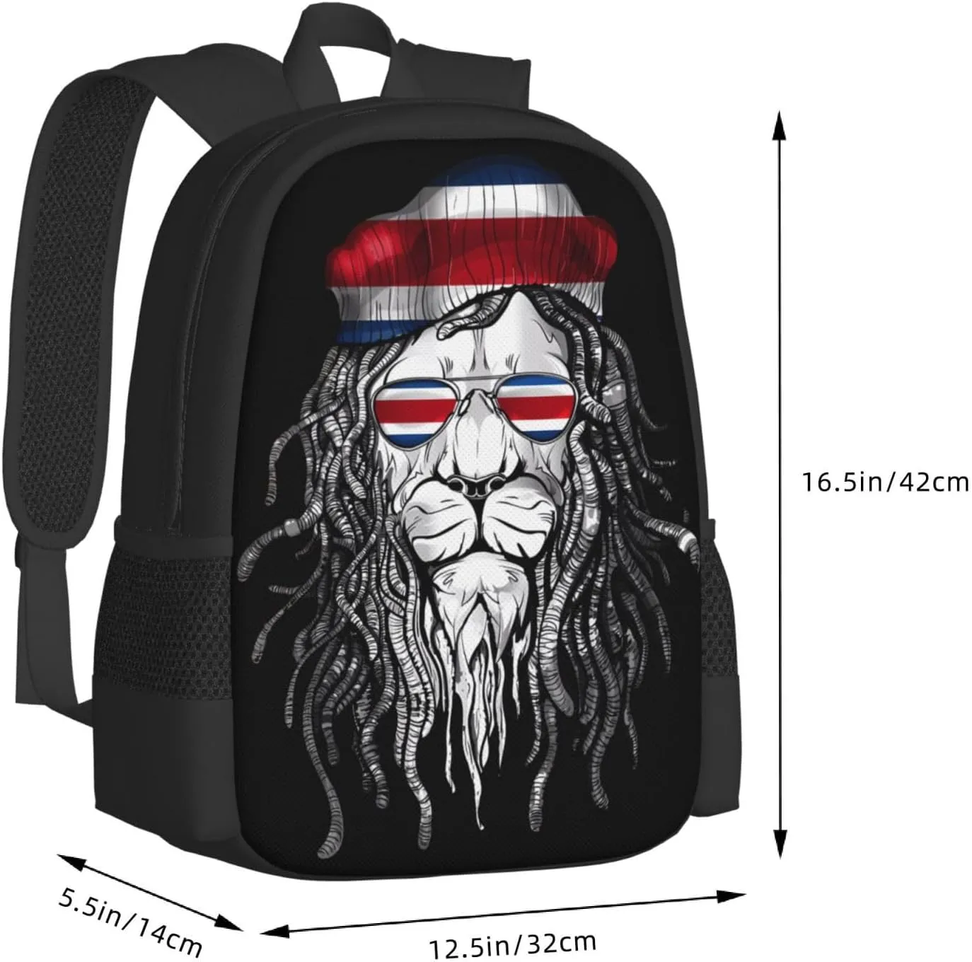 Costa Rica Flag Lion Casual Backpack Large Capacity Backpacks 15 Inch Laptop Back Pack Travel Rucksack Daypack Commuter Bags with Adjustable Strap for Camping