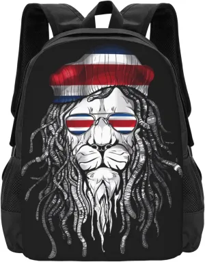 Costa Rica Flag Lion Casual Backpack Large Capacity Backpacks 15 Inch Laptop Back Pack Travel Rucksack Daypack Commuter Bags with Adjustable Strap for Camping