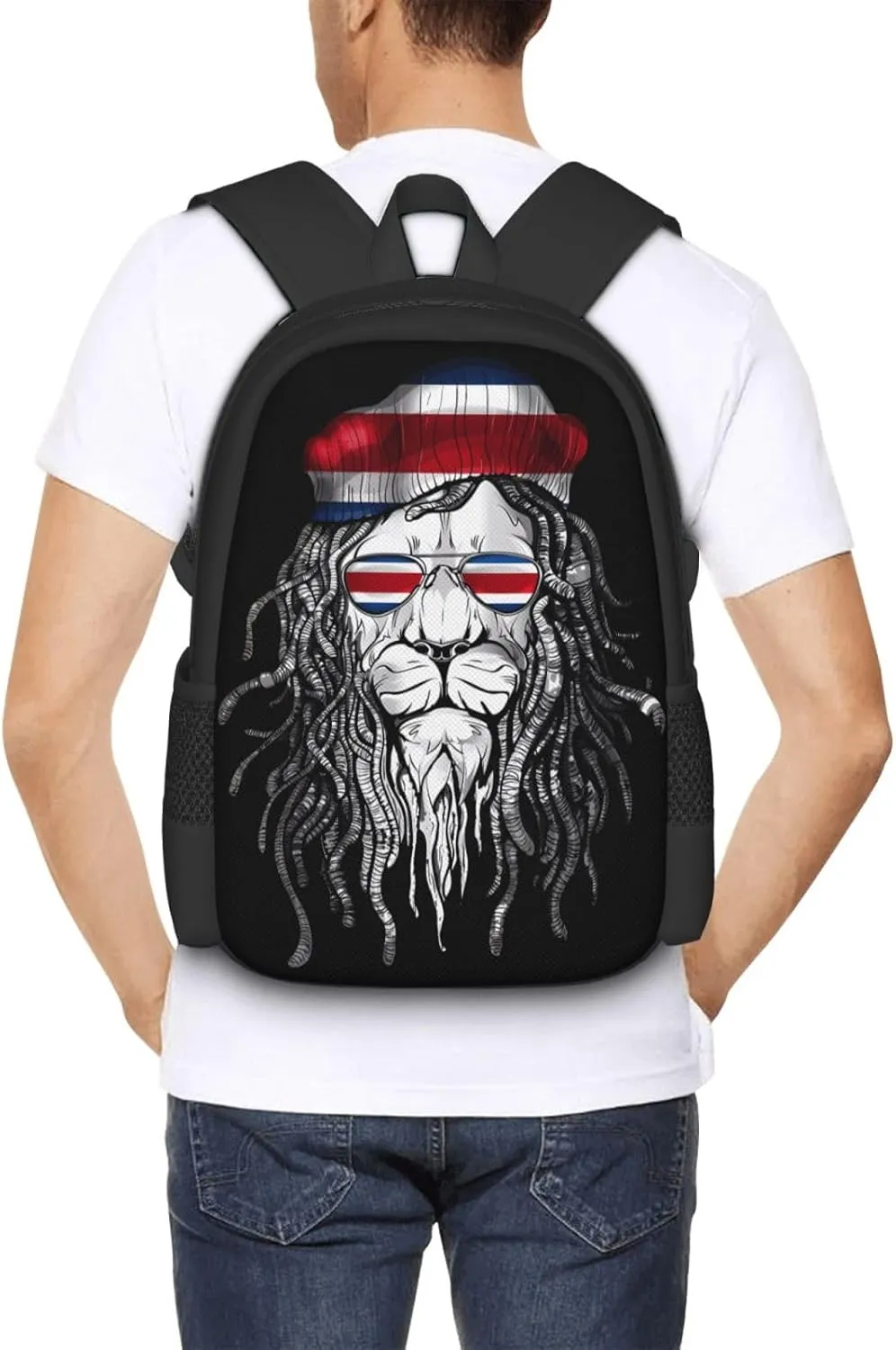 Costa Rica Flag Lion Casual Backpack Large Capacity Backpacks 15 Inch Laptop Back Pack Travel Rucksack Daypack Commuter Bags with Adjustable Strap for Camping