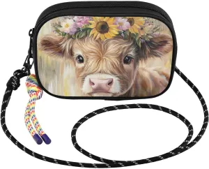 Cow Garland Closeup Crossbody Bags for Women Cell Phone Purses Women's Shoulder Handbag Wallet Purse with Rope Pendant
