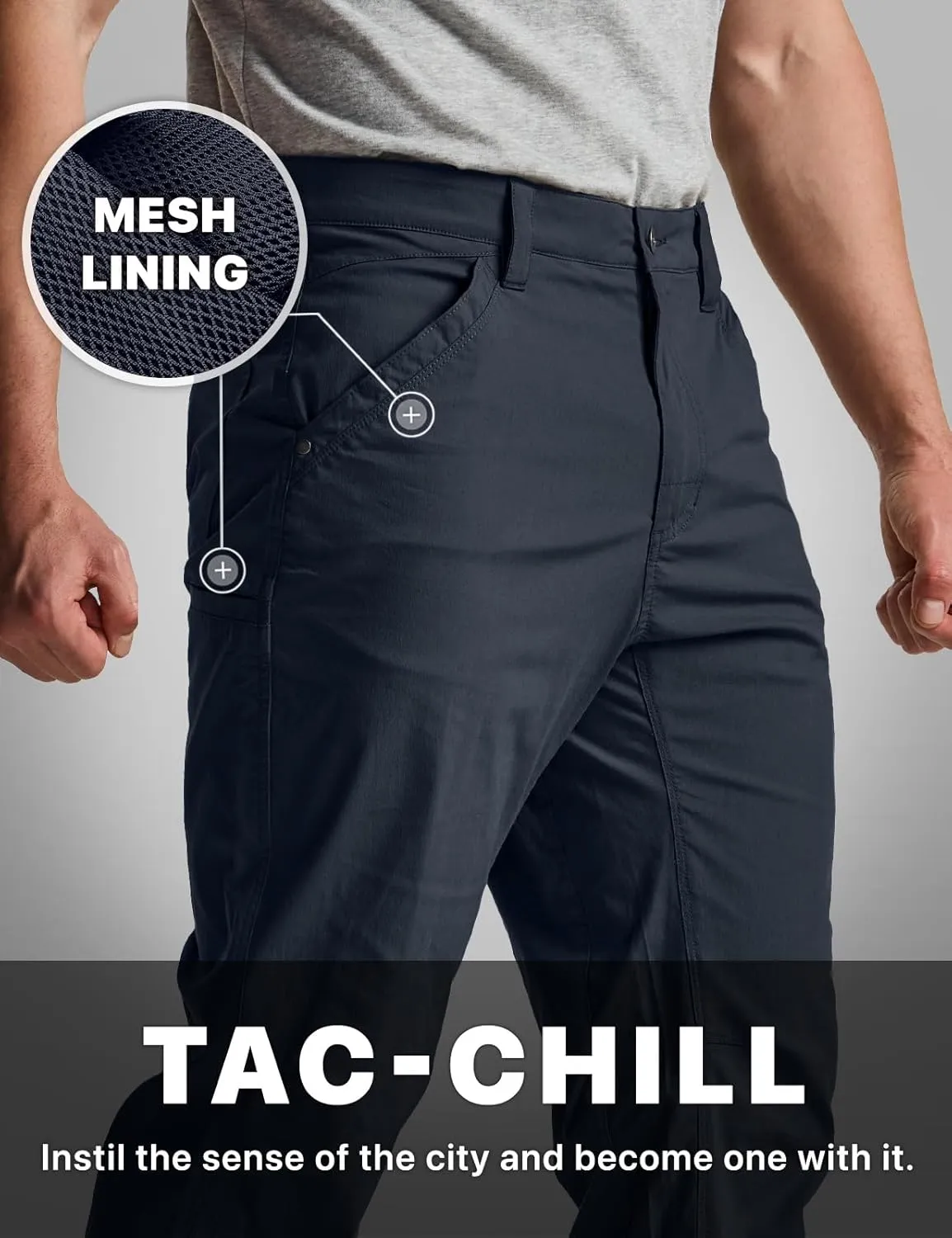 CQR Men's Vent Stretch Pants, Quick Dry Lightweight Casual Cargo Pants, Water Resistant Straight-Fit Utility Work Pants