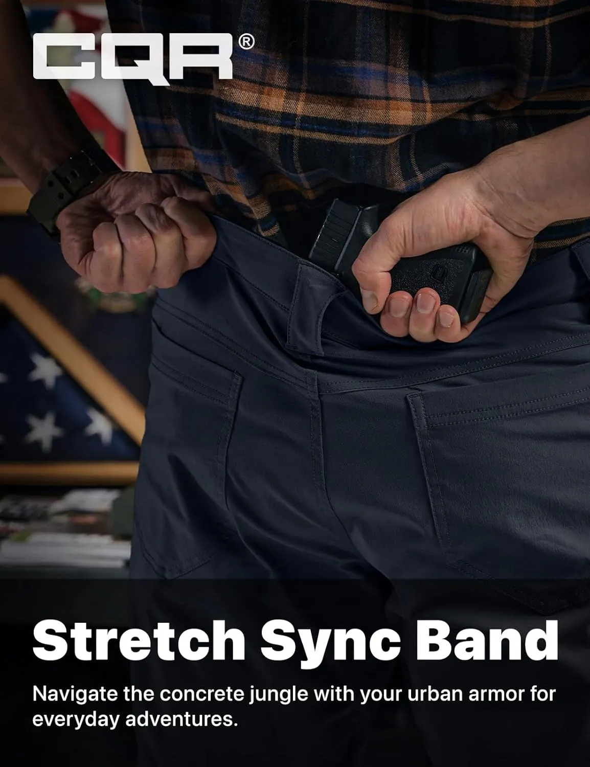 CQR Men's Vent Stretch Pants, Quick Dry Lightweight Casual Cargo Pants, Water Resistant Straight-Fit Utility Work Pants