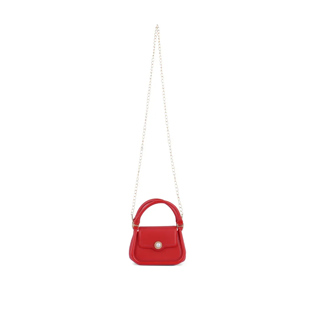 Croc Textured Mini Handbag in Red