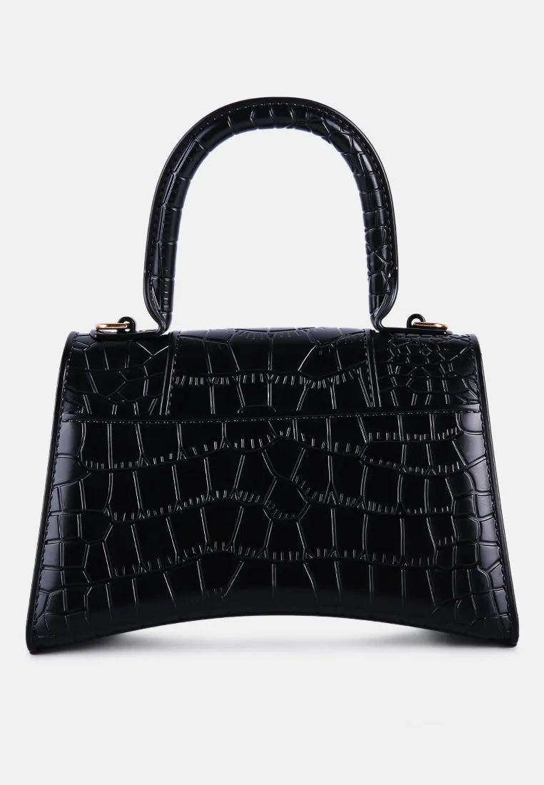 Croc Textured Mini Handbag