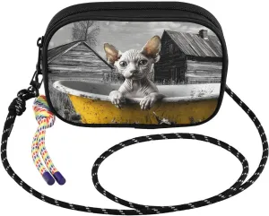 Crossbody Bag Cat Hairless Bathtub for Women Cell Phone Purses Women's Small Shoulder Handbags Wallet Purse with Strap
