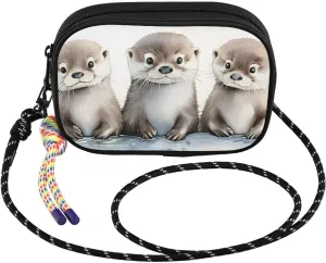Crossbody Bag Cute Otters Watercolor for Women Cell Phone Purses Women's Small Shoulder Handbags Wallet Purse with Strap