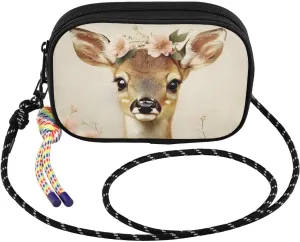 Crossbody Bag Deer Garland Art for Women Cell Phone Purses Women's Small Shoulder Handbags Wallet Purse with Strap