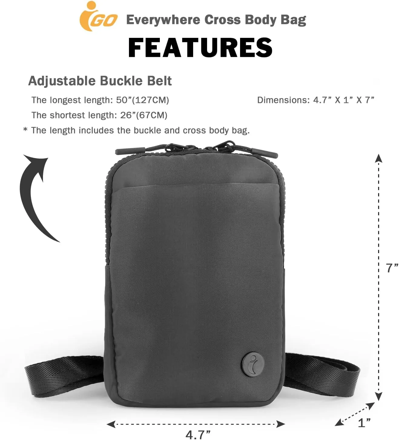 Crossbody Bag for Men & Women, Crossbody Belt Bag for Sports, Travel, Walking, Running, Hiking (Grey, One Size)