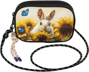 Crossbody Bag Hare Sunflower Cute for Women Cell Phone Purses Women's Small Shoulder Handbags Wallet Purse with Strap