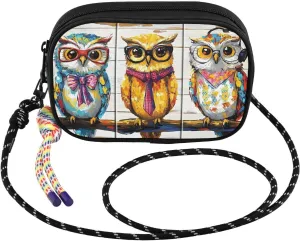 Crossbody Bags for Women Owls Branch Colorful Cell Phone Purses Women's Shoulder Handbag Wallet Purse with Rope Pendant
