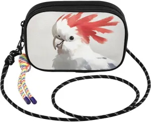 Crossbody Bags for Women Parrot Watercolor Red Cell Phone Purses Women's Shoulder Handbag Wallet Purse with Rope Pendant