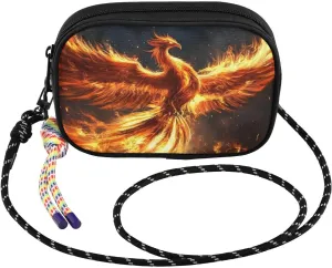 Crossbody Bags for Women Phoenix Black Fire Cell Phone Purses Women's Shoulder Handbag Wallet Purse with Rope Pendant