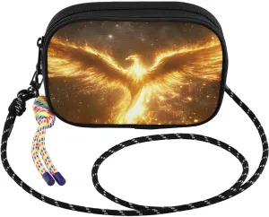 Crossbody Bags for Women Phoenix Fly Fire Cell Phone Purses Women's Shoulder Handbag Wallet Purse with Rope Pendant
