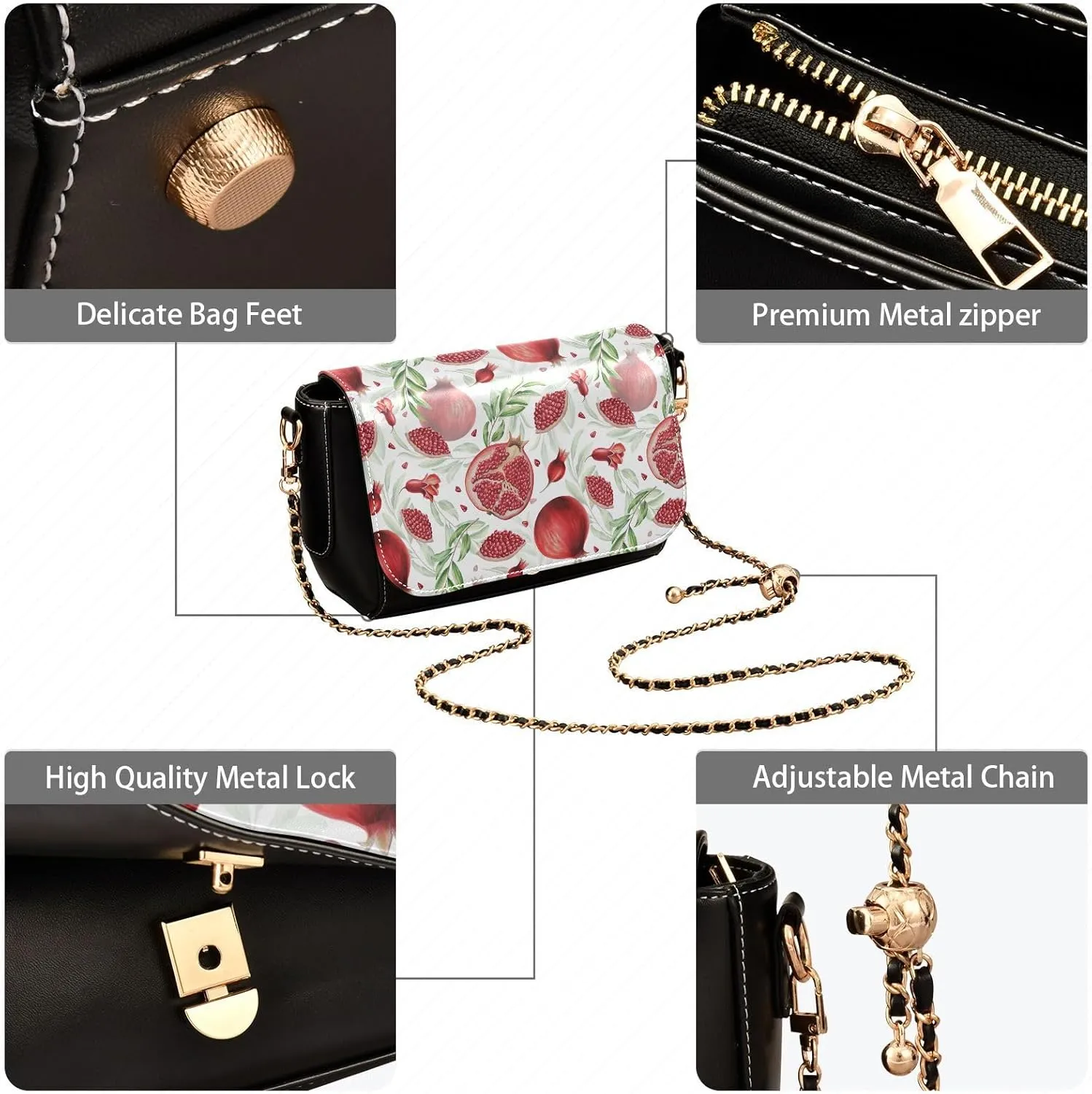 Crossbody Bags for Women Trendy Women's Black Shoulder Bag Small PU Leather Flap Cross Body Bag Handbags