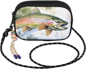Crossbody Bags for Women Trout Jump Water Cell Phone Purses Women's Shoulder Handbag Wallet Purse with Rope Pendant