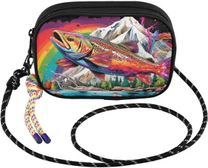 Crossbody Bags for Women Trout Moutain River Cell Phone Purses Women's Shoulder Handbag Wallet Purse with Rope Pendant