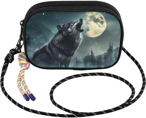 Crossbody Bags for Women Wolf Roar Winter Cell Phone Purses Women's Shoulder Handbag Wallet Purse with Rope Pendant
