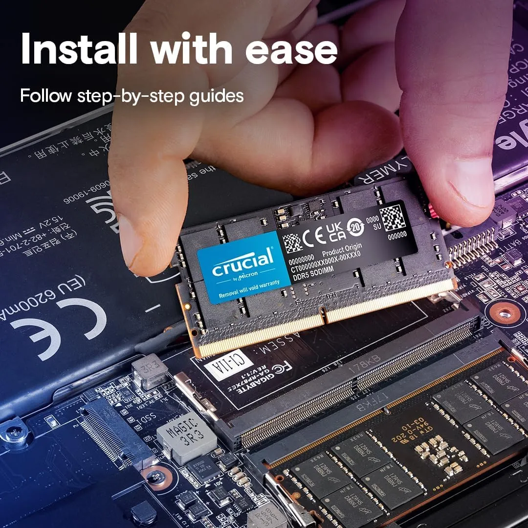Crucial 48GB DDR5 RAM, 5600MHz (or 5200MHz or 4800MHz) Laptop Memory Kit, SODIMM 262-Pin, Compatible with 13th Gen Intel Core and AMD Ryzen 6000 - CT2K24G56C46S5