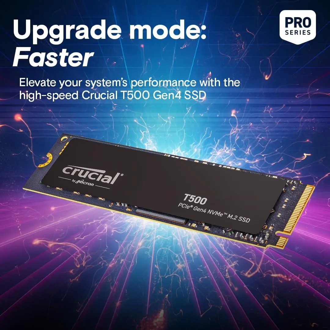 Crucial T500 2TB Gen4 NVMe M.2 Internal Gaming SSD, Up to 7400MB/s, Laptop & Desktop Compatible   1mo Adobe CC All Apps - CT2000T500SSD8
