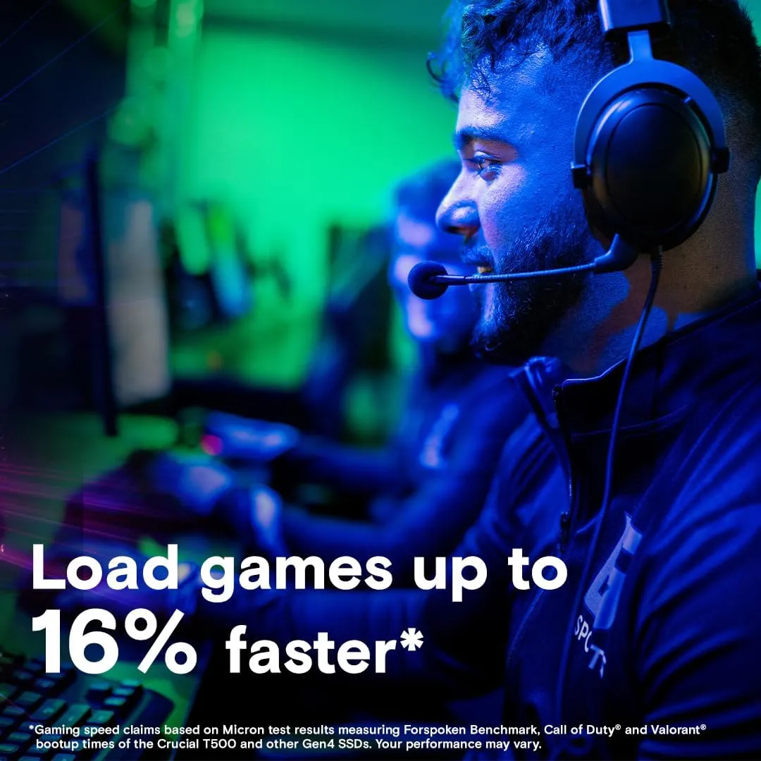 Crucial T500 2TB Gen4 NVMe M.2 Internal Gaming SSD, Up to 7400MB/s, Laptop & Desktop Compatible   1mo Adobe CC All Apps - CT2000T500SSD8
