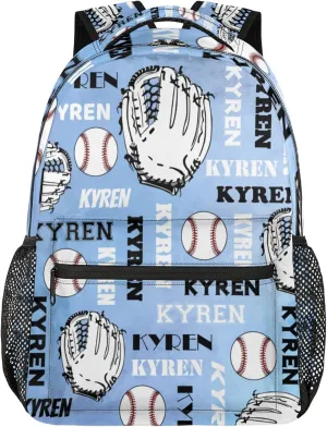 Custom Baseball Backpack for Men Women, Personalized Name Laptop Backpack, Sports Bag Lightweight Daypack for Travel Camping, Blue Purple