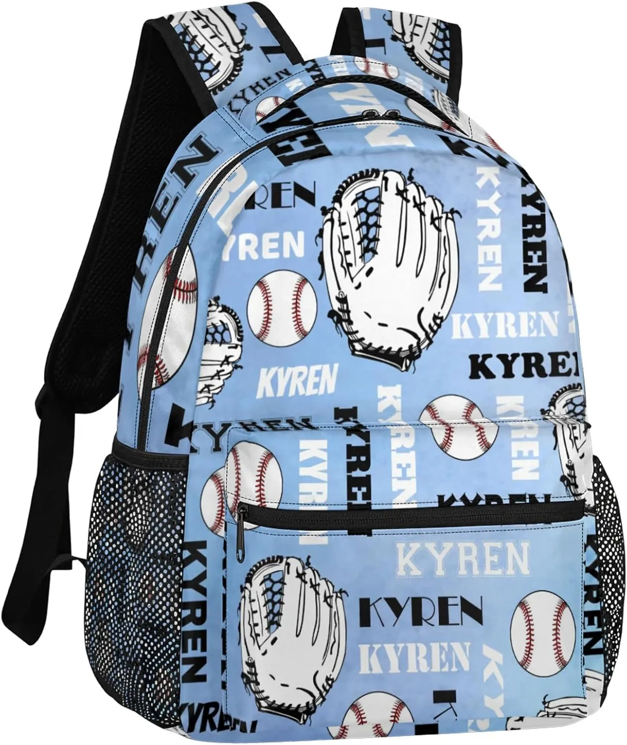 Custom Baseball Backpack for Men Women, Personalized Name Laptop Backpack, Sports Bag Lightweight Daypack for Travel Camping, Blue Purple