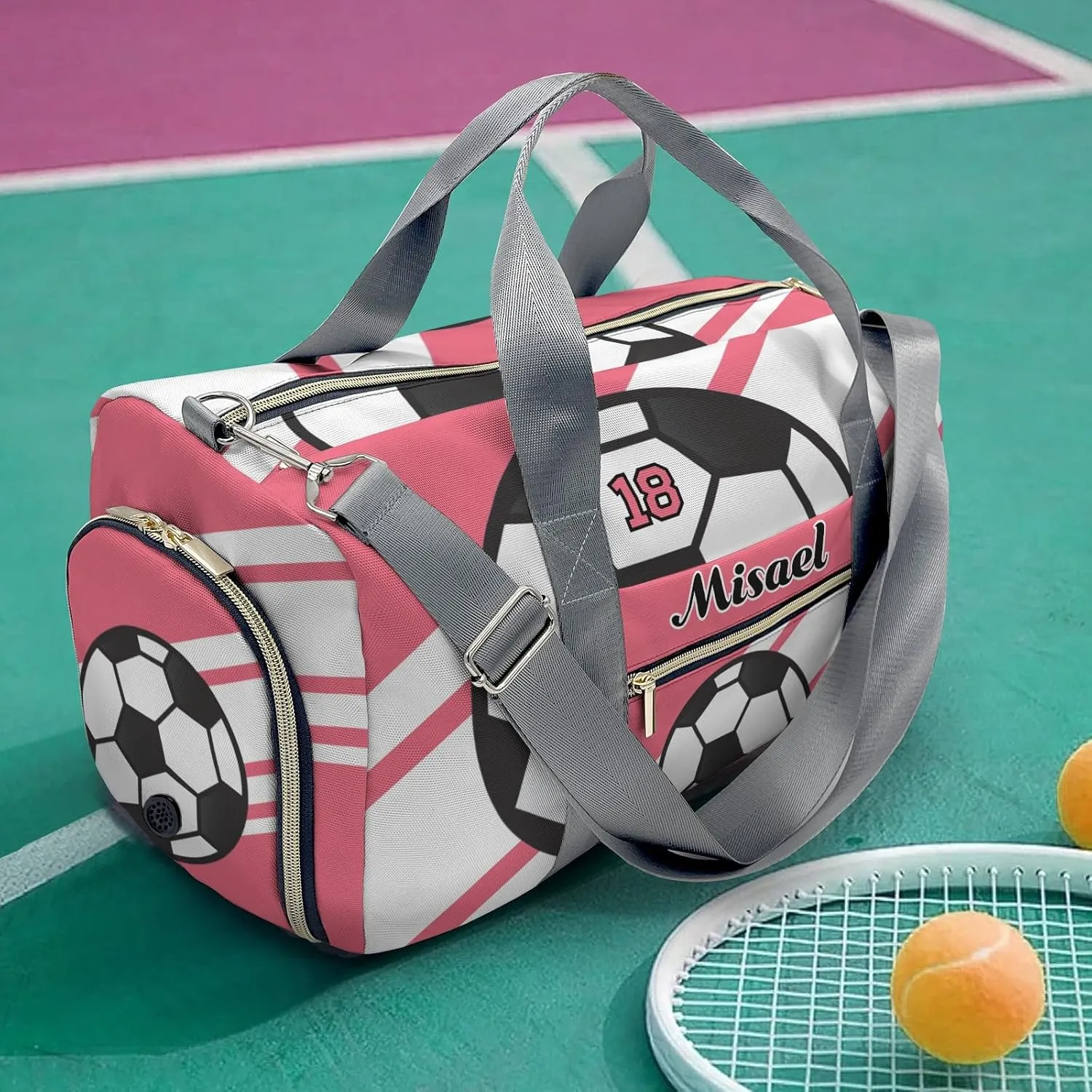 Custom Duffel Bag Sports Sport Soccer Player Flamingo Gym Bag Personalized Gift for Carry on Bag