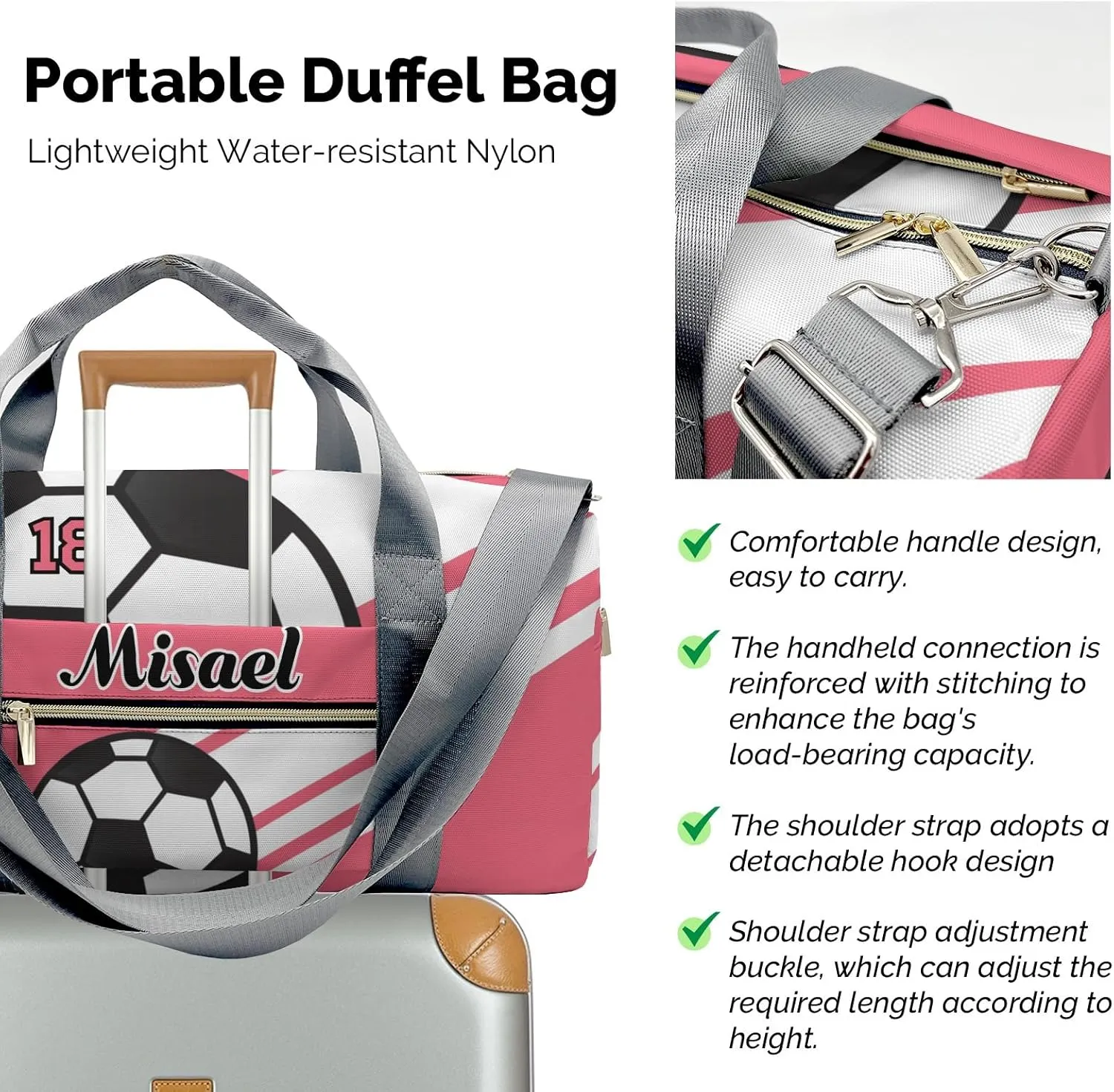 Custom Duffel Bag Sports Sport Soccer Player Flamingo Gym Bag Personalized Gift for Carry on Bag