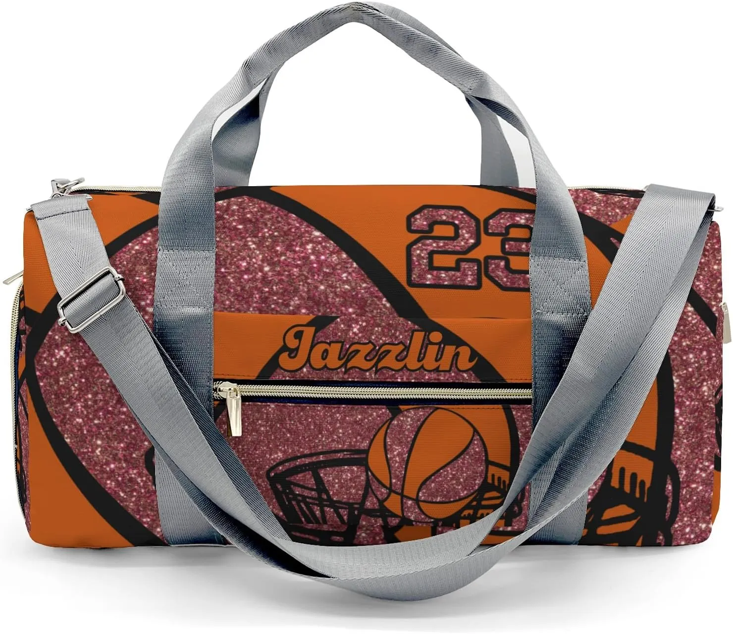 Custom Duffel Overnight Travel Bag for Sports Workout Girls Boys,Basketball Gym Maroon Personalized Duffle Bag Gifts