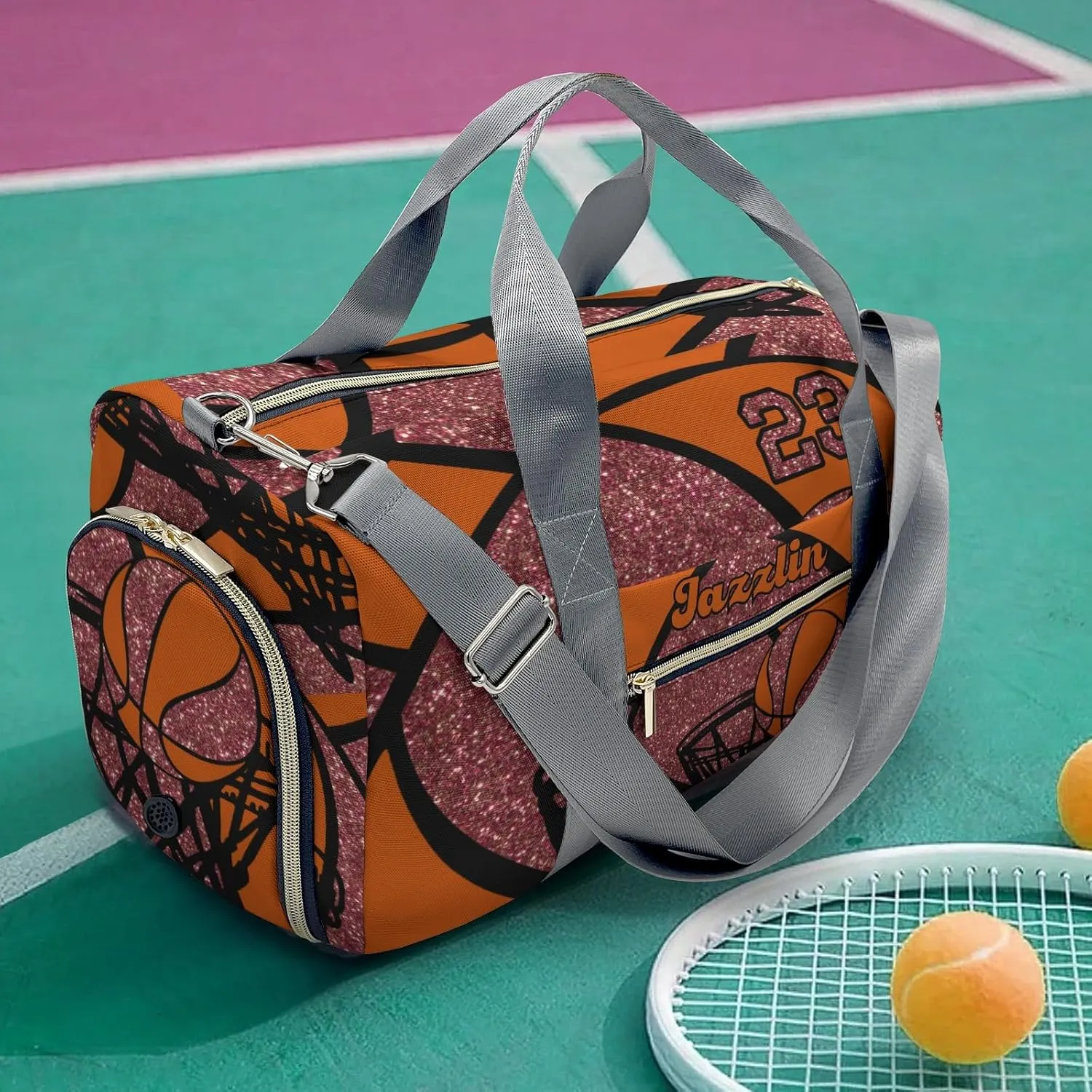 Custom Duffel Overnight Travel Bag for Sports Workout Girls Boys,Basketball Gym Maroon Personalized Duffle Bag Gifts
