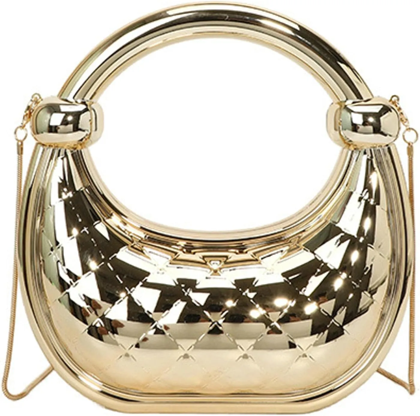 Cute Acrylic Color Block Crescent Handbag Small Unique Purse Metallic Plaid Evening Purse Home Decor Party Cocktail