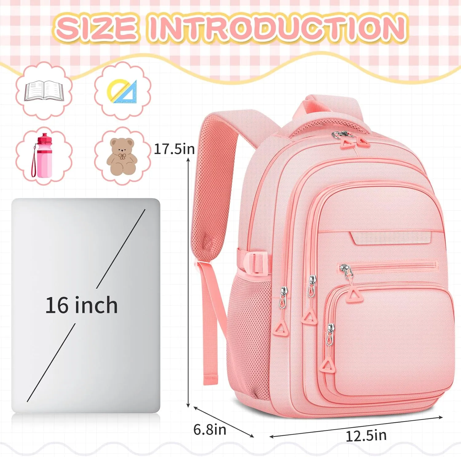 Cute Backpack for School Girls Aesthetic Backpack Women College Bookbag Large Students Laptop Bag Travel Casual Daypack