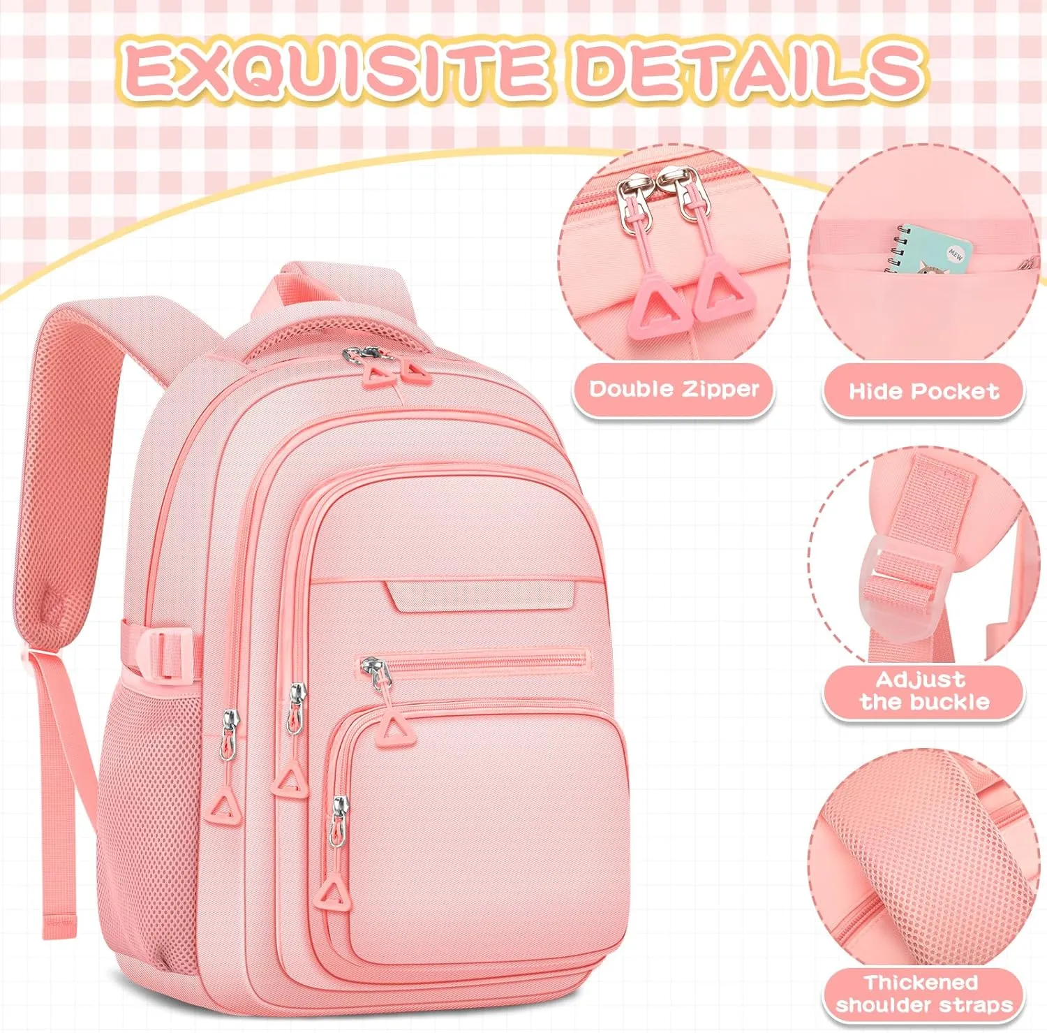 Cute Backpack for School Girls Aesthetic Backpack Women College Bookbag Large Students Laptop Bag Travel Casual Daypack
