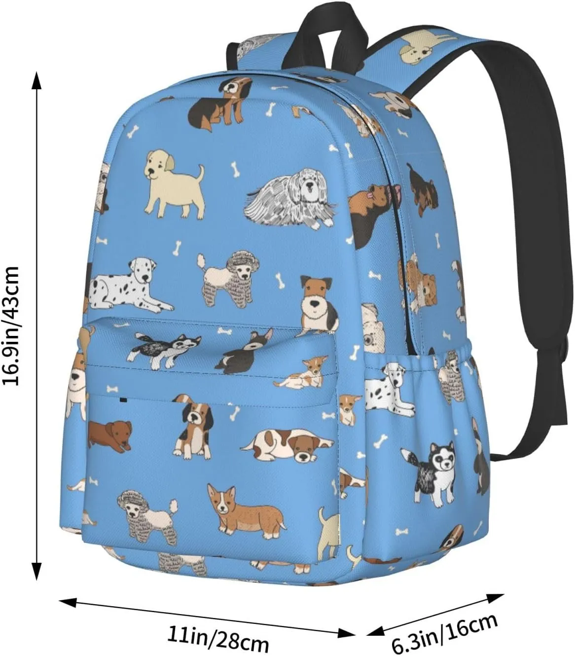 Cute Dogs Blue Laptop Backpack For Men Women, Lightweight Daypack Bookbag For Daily Commutes Business Travel Hiking