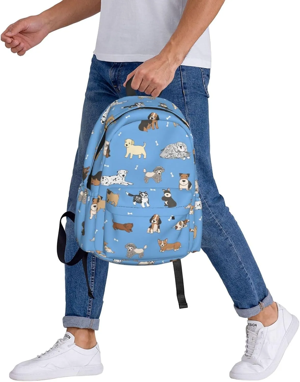 Cute Dogs Blue Laptop Backpack For Men Women, Lightweight Daypack Bookbag For Daily Commutes Business Travel Hiking